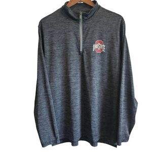 Ohio State Buckeyes Pullover Mens Medium Gray1/4 Zip Long Sleeve Dri Fit